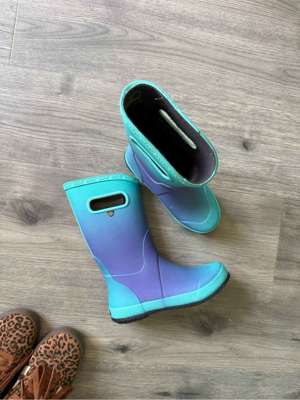 Bogs Kids Gradient Teal-Purple Waterproof Rain Boots